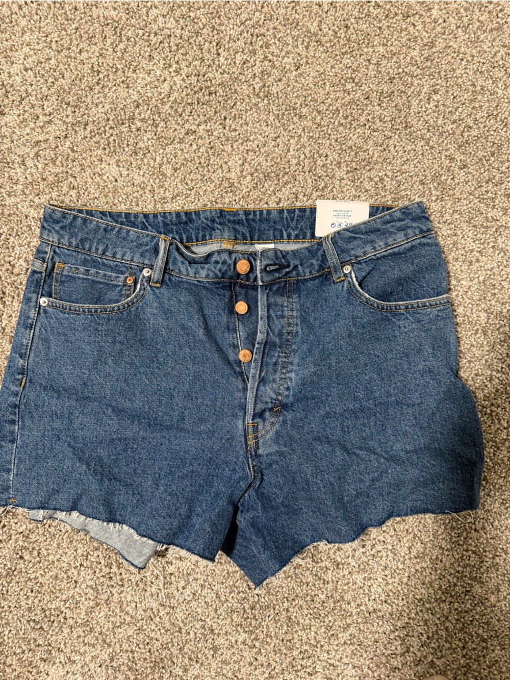 H&M Vintage-Style Blue Button-Front Denim Shorts
